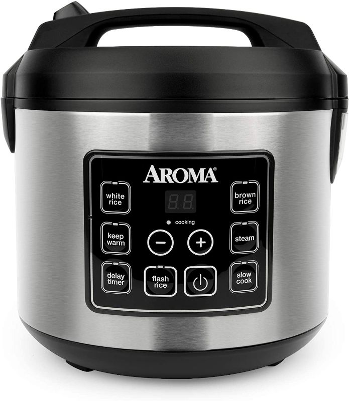 Photo 1 of Aroma Housewares 20 Cup Cooked (10 cup uncooked) Digital Rice Cooker, Slow Cooker, Food Steamer, SS Exterior (ARC-150SB),Black