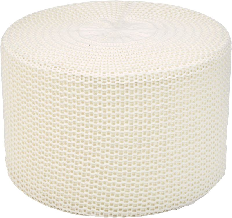 Photo 1 of Amazon Basics Chunky-Knit Foam Floor Pouf Ottoman, Ivory