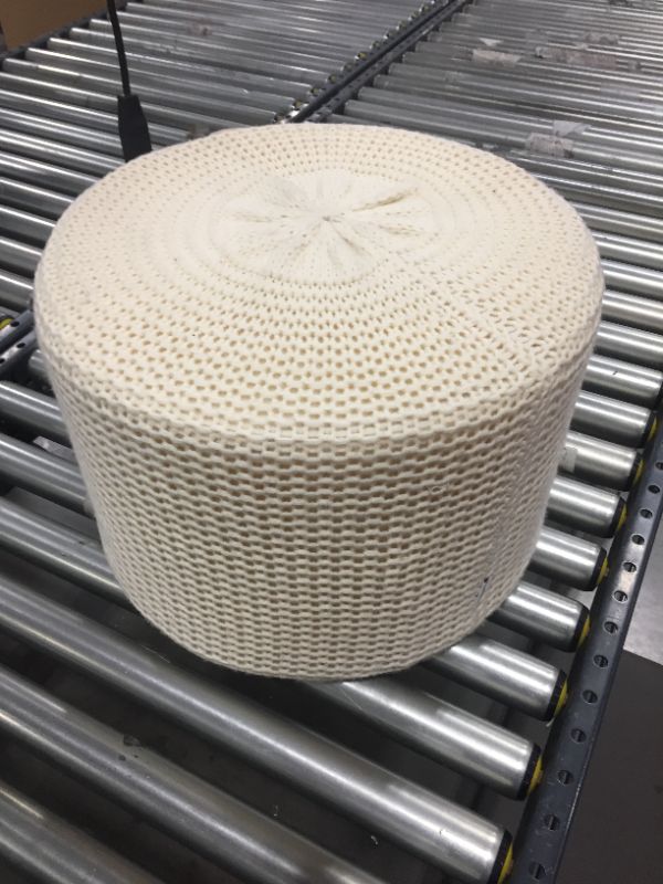 Photo 2 of Amazon Basics Chunky-Knit Foam Floor Pouf Ottoman, Ivory