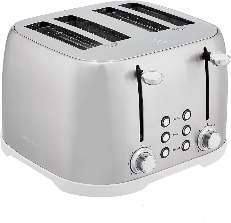 Photo 1 of Amazon Basics 4-Slot Toaster, Brushed Silver