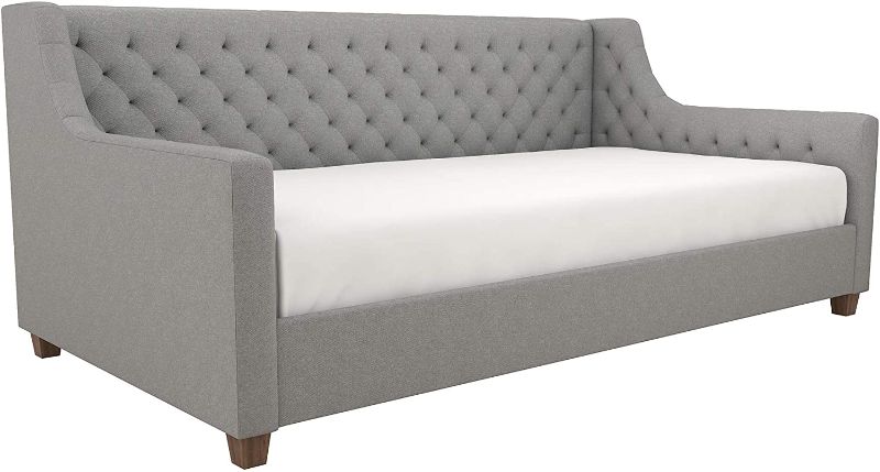 Photo 1 of DHP Jordyn Diamond Tufted Upholstered Daybed/ Sofa Bed, Twin Size Frame, Gray Linen, BOX 1 OF 2 ONLY, MISSING OTHER BOX
