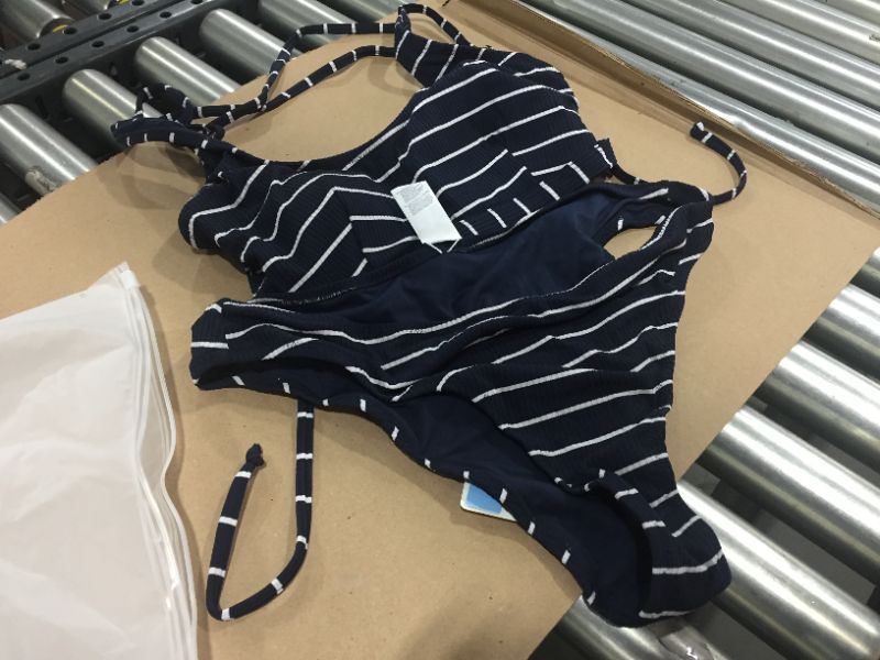 Photo 2 of CUPSHE Callie Striped Lace Up Bikini, SIZE XL