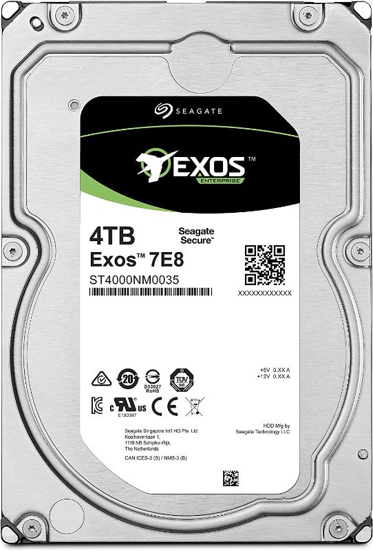 Photo 1 of Seagate Exos 7E8 4TB 512n SATA 128MB Cache 3.5-Inch Enterprise Hard Drive (ST4000NM0035)
