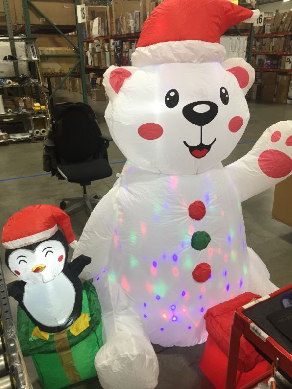 Photo 3 of 6 Feet Christmas Inflatables Decoration Blow up Santa Polar Bear Penguin With Tether Stakes LED Lighted Holiday Xmas Yard Decor
