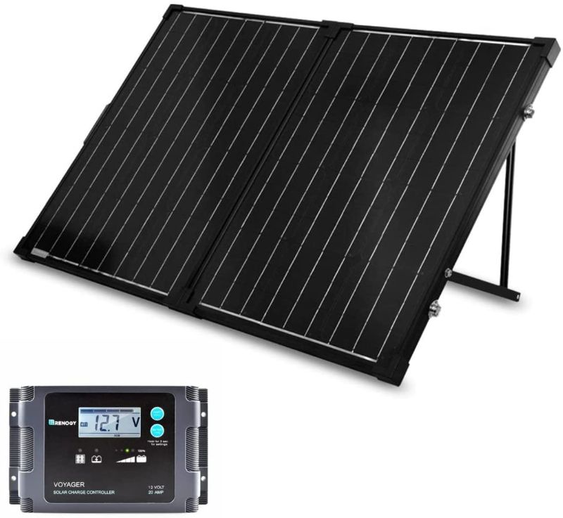 Photo 1 of Renogy 100 Watt 12 Volt Monocrystalline Off Grid Portable Foldable 2Pcs 50W Solar Panel Suitcase Built-in Kickstand with Waterproof 20A Charger Controller
