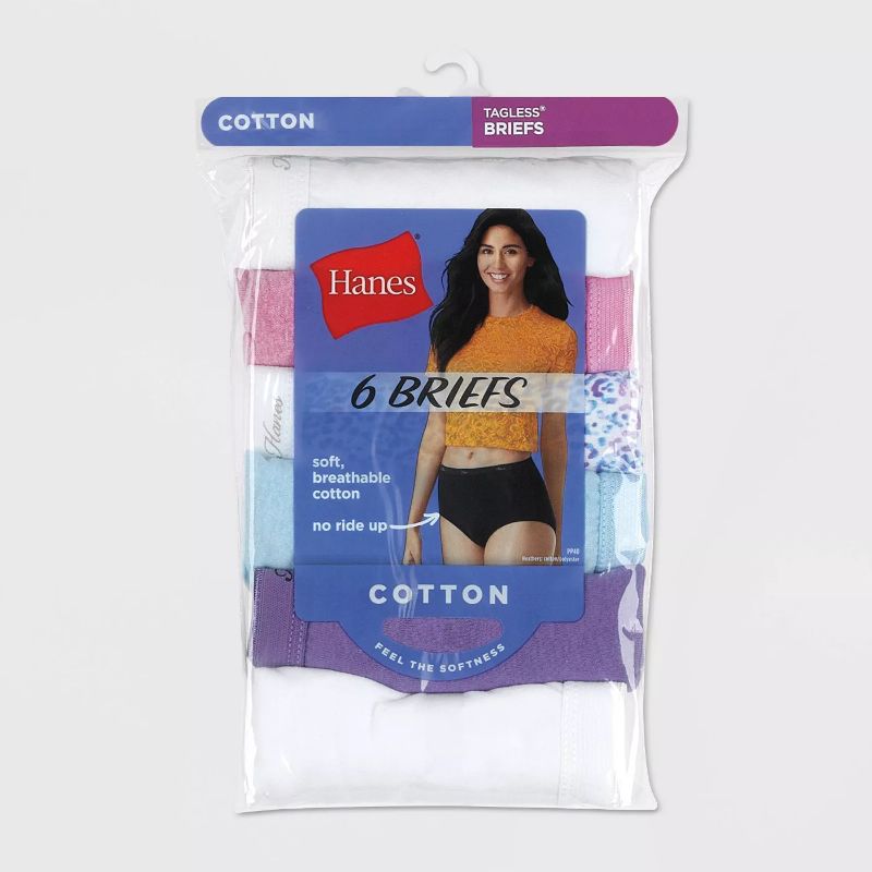 Photo 1 of Hanes Women's Core Cotton Briefs Underwear 6pk, SIZE 9
