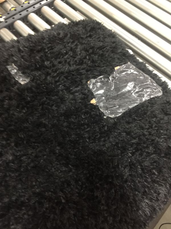 Photo 2 of Black Fur Area Rug 102" x 72"