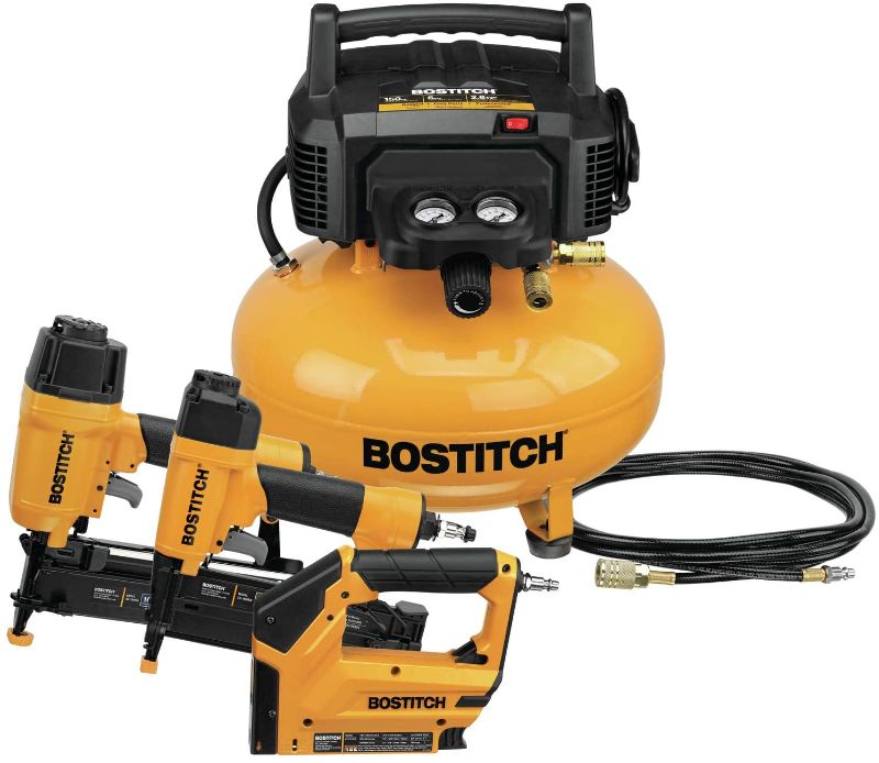 Photo 1 of Bostitch Air Compressor Combo Kit, 3-Tool (BTFP3KIT) 21.1 x 19.5 x 18 inches
Parts Only