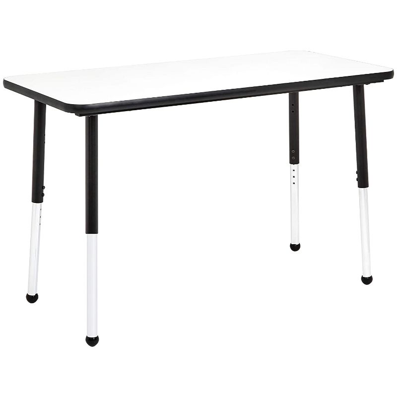 Photo 1 of Amazon Basics Dry-Erase 24 x 48 Inch Rectangular School Activity Kids Table, Ball Glide Legs, Adjustable Height 19-30 Inch, Black