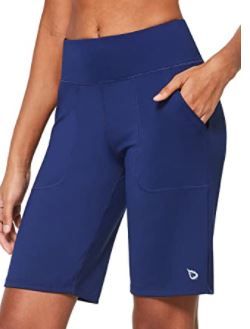 Photo 1 of BALEAF Women's 10" High-Waisted Bermuda Long Shorts Athletic Running Yoga Lounge Stretch Workout Pockets 3XL