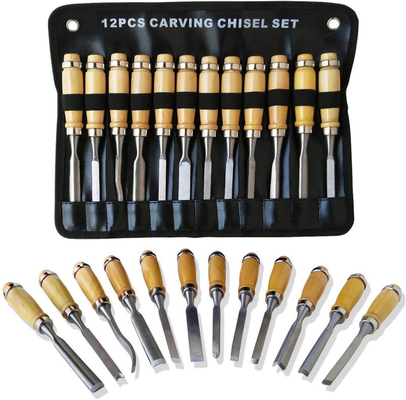 Photo 1 of 12pcs Wood Carving Hand Chisel Tool Carving Tools Woodworking Professional Gouges Set