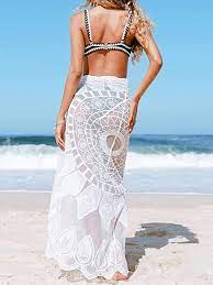 Photo 1 of CUPSHE Women's Cover Up Sexy Tie Side Embroidery Sarong White, ONE SIZE
