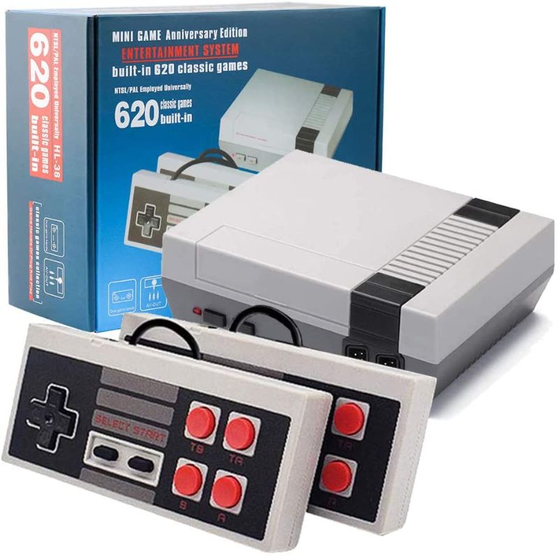 Photo 1 of Classic Retro Console, 8-bit AV Output NES Mini Video Game Console Built-in 620 Games with 2 Classic Controllers for Kids, Children Gift (Black)
