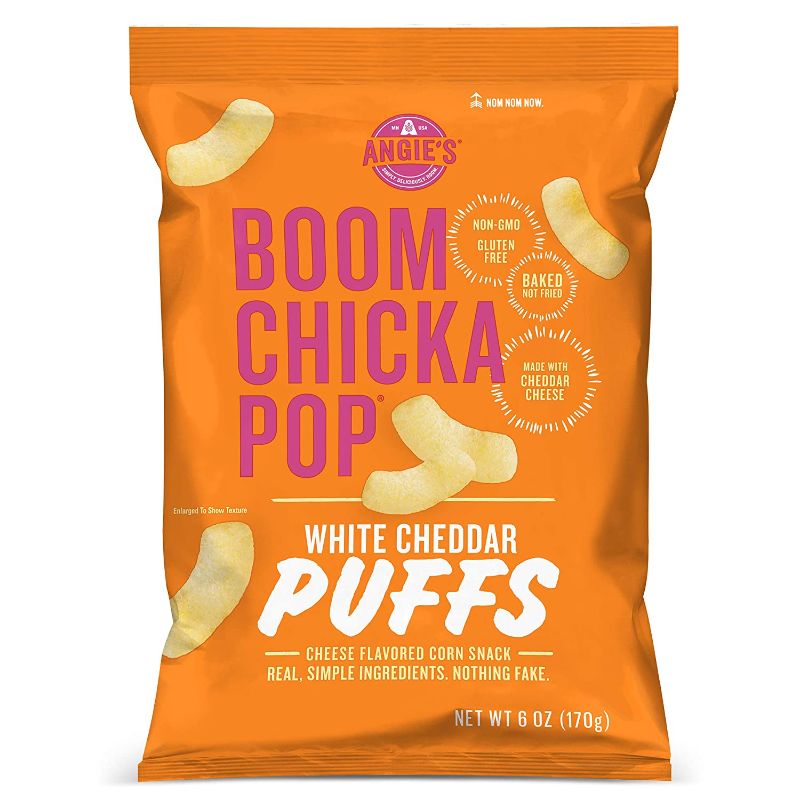 Photo 1 of 12 6oz Bags Angie's BOOMCHICKAPOP White Cheddar Puffs
Best by 02/19/2022