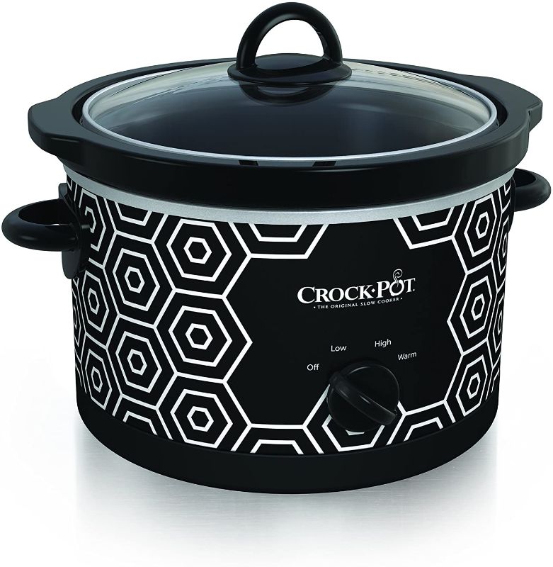 Photo 1 of Crockpot Round Slow Cooker, 4.5 quart, Black & White Pattern