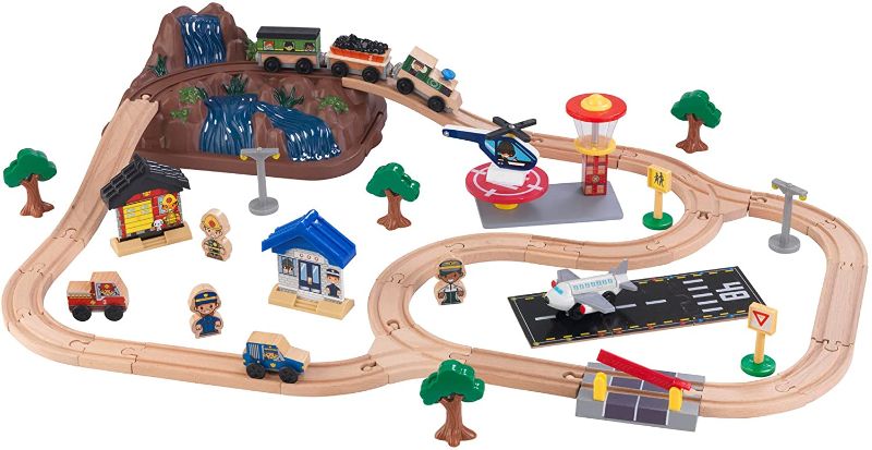 Photo 1 of KidKraft Bucket Top Mountain Train Set with 61 Pieces, Magnetic Train, Wooden Tracks and Storage, Gift for Ages 3+