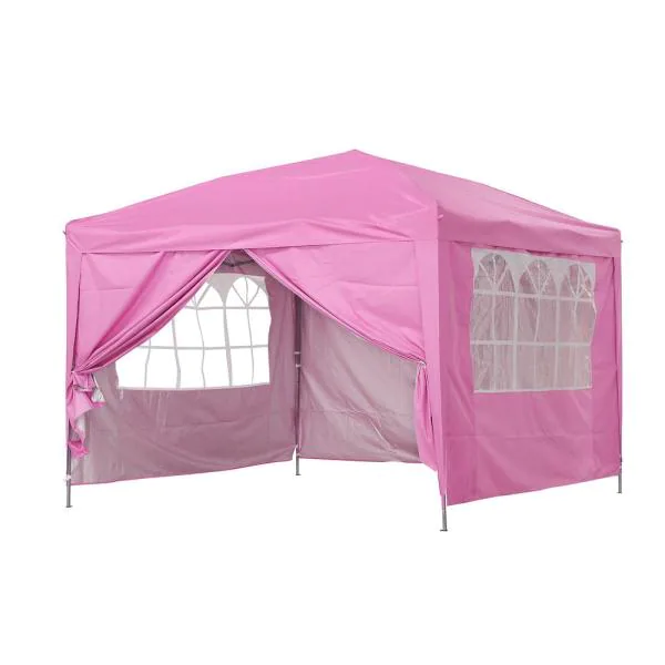 Photo 1 of 10 ft. x 10 ft. Pink Outdoor Patio Pop Up Canopy Tent Gazebos with 4 Removable Sidewalls and Storage Bag