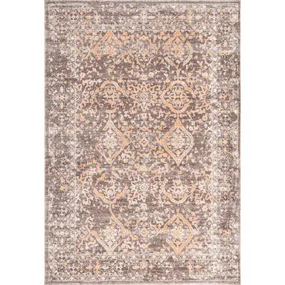 Photo 1 of 5' x 7'5"  Brown Indoor Floral/Botanical Vintage Area Rug