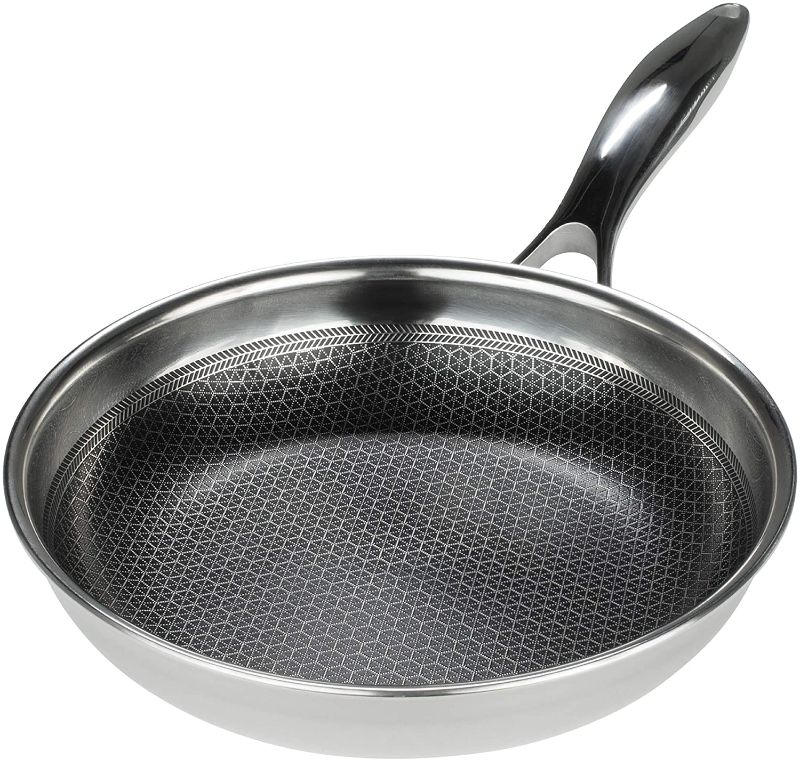 Photo 1 of Black Cube Hybrid Stainless Steel Frying Pan with Nonstick Coating, Oven-Safe Cookware Parent (12.5-Inch, Black)