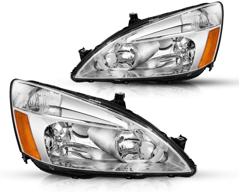 Photo 1 of Accord Headlight from Torchbeam, Replacement Headlight Assembly for 2003-2007 Accord, Chrome Housing Amber Reflector Clear Lens Driver and Passenger Side
