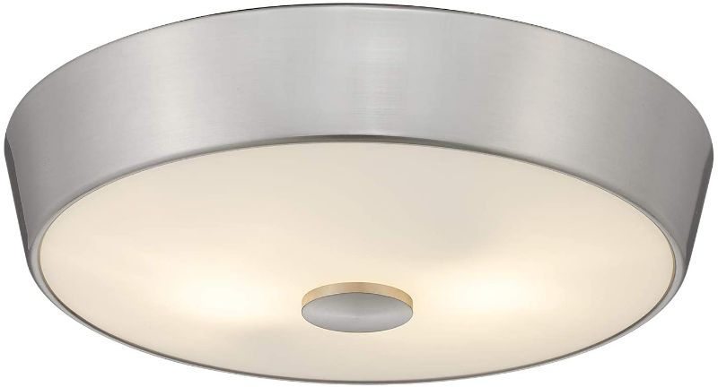 Photo 1 of Ken & Ricky Flush Mount Lighting Fixtures, 12 Inch Ceiling Light Fixture, Brushed Nickel Finished Ceiling Lamp with Glass Shade for Living Room, bedrooms
