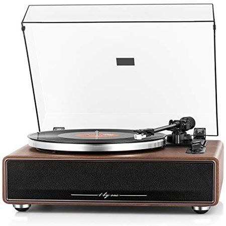 Photo 1 of 1 BY ONE High Fidelity Belt Drive Turntable with Built-in Speakers, Vinyl Record Player with Magnetic Cartridge, Wireless Playback and Aux-in Functionality, Auto Off
