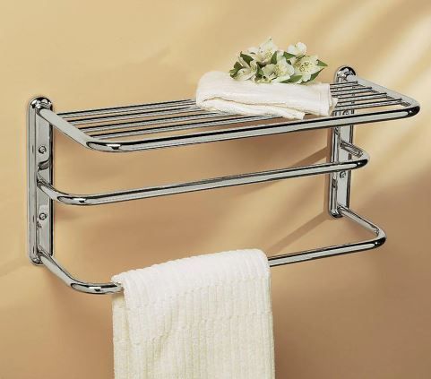 Photo 1 of 21.6 in. W Shelf with Spa Towel Rack and Bars in Chrome