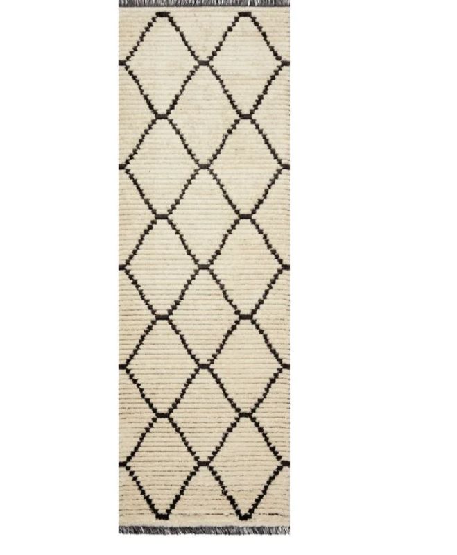 Photo 1 of Alice Geometric Cream/Charcoal Area Rug, 2'7" x 8'
