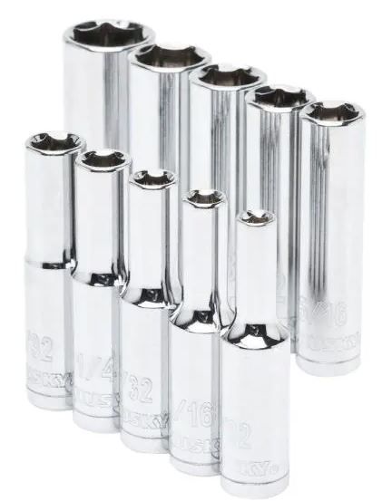 Photo 1 of 1/4 in. Drive Deep SAE Socket Set (10-Piece)
