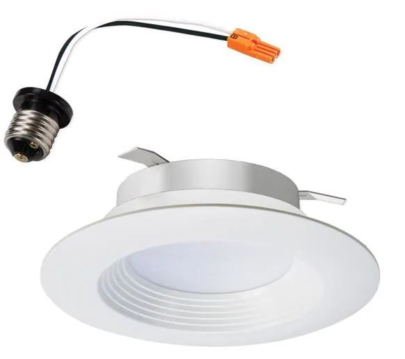 Photo 1 of 4 in. White 5000K Integrated LED Recessed Ceiling Light Retrofit Trim at Daylight 90 CRI Title 20 Compliant
