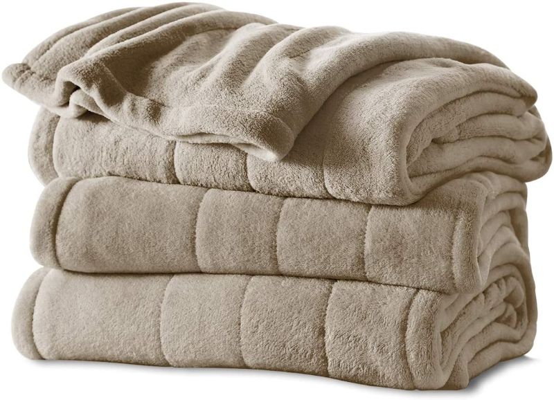 Photo 1 of Sunbeam Heated Blanket | Microplush, 10 Heat Settings, Mushroom, Queen - BSM9KQS-R772-16A00
