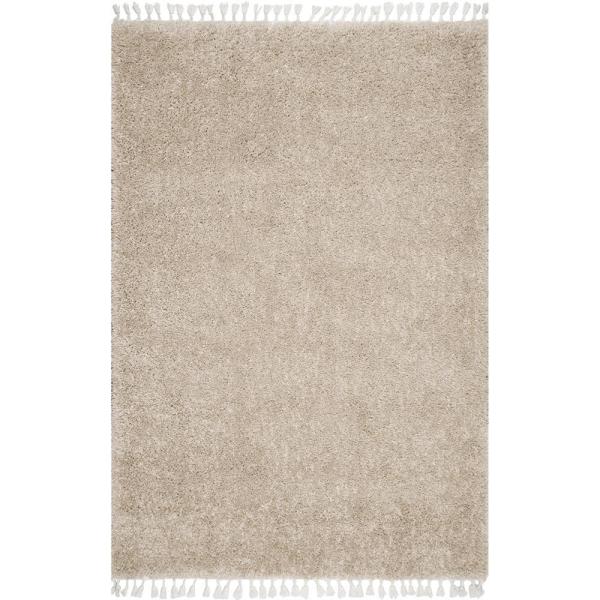 Photo 1 of Casual Plush Shag Neva Beige 2 ft. 6 in. x 8 ft. Indoor Runner Rug
