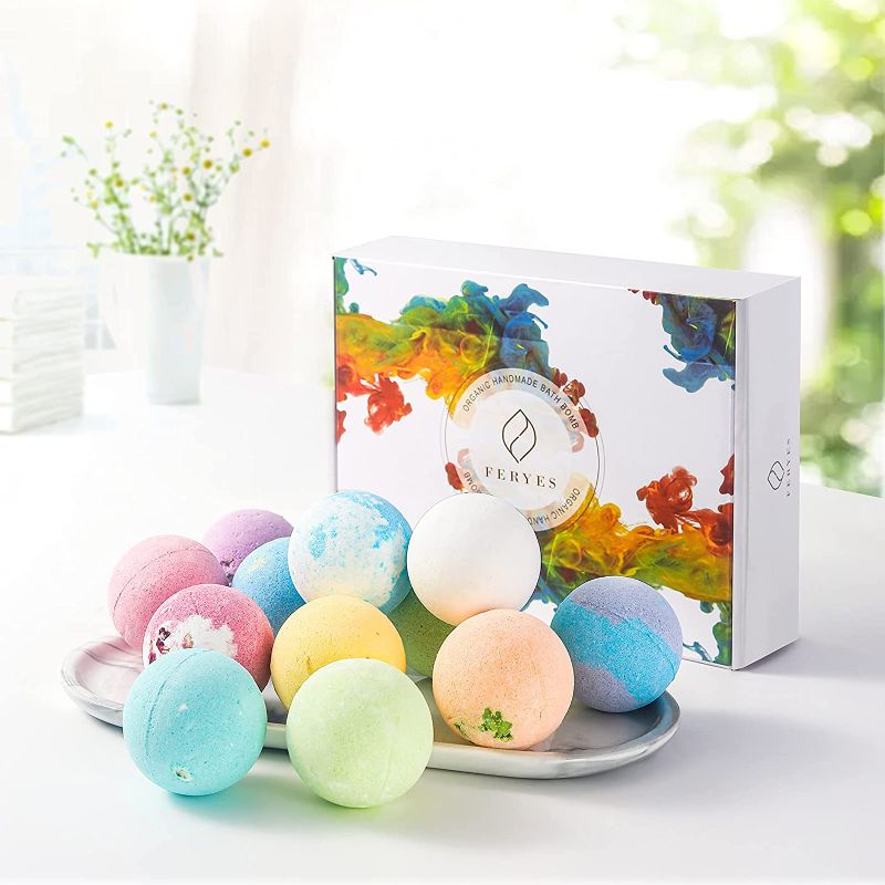 Photo 1 of FERYES Therapeutic Bath Bomb Gift Set, 12 Fragrances Bubble Bath Set, Moisturizing Handmade Bath Bombs, Natural & Organic Colorful Bath Accessories, Gifts for Her