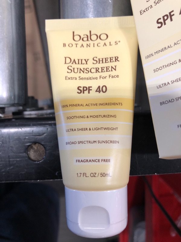 Photo 2 of Babo Botanicals Daily Sheer Mineral Face Sunscreen Lotion SPF 40, Non-Greasy, Fragrance-Free, Vegan, For Babies, Kids or Sensitive Skin - 1.7 oz.