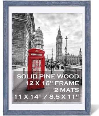 Photo 1 of 9x12 Rustic Picture Frames Solid Wood Walnut Display Pictures 6x8 or 5x7 with Mat or 9x12 without Mat - Farmhouse Distressed Photo Frame for Art with 2 Mats Wall Mounting ,Table Top - Set of 1