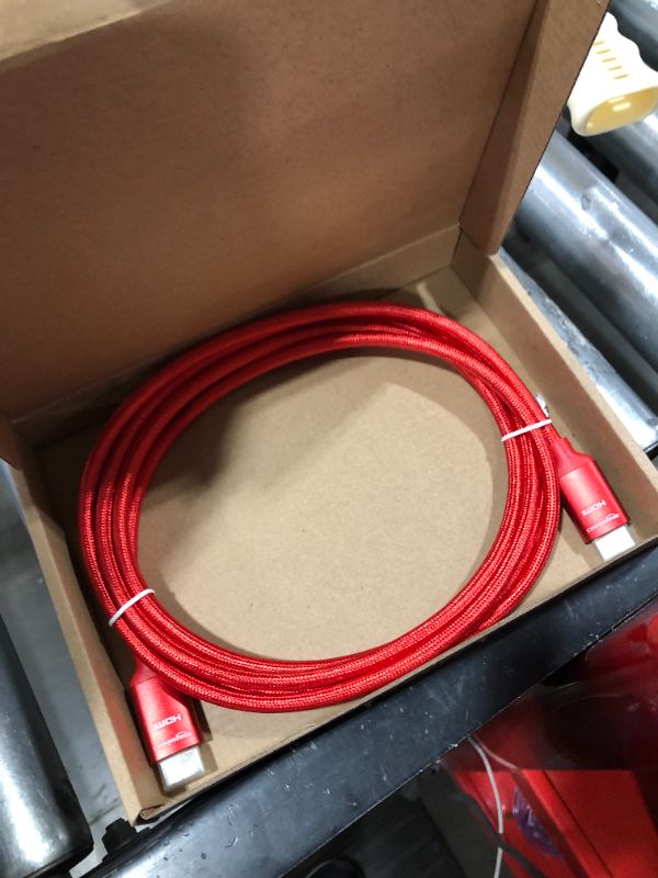 Photo 2 of Amazon Basics 10.2 Gbps High-Speed 4K HDMI Cable with Braided Cord, 10-Foot, Red