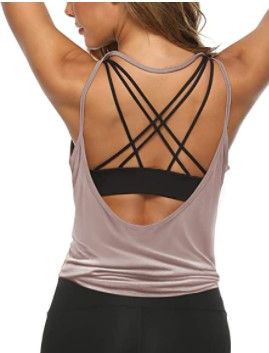 Photo 1 of DIBAOLONG Womens Summer Workout Tops Sexy Open Back Backless Yoga Shirts Activewear Workout Clothes Running Sports Tank Tops small