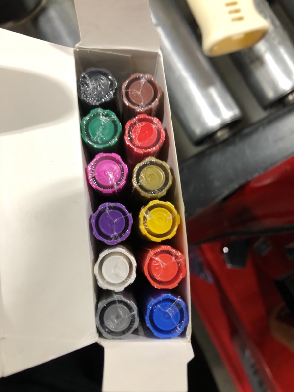 Photo 2 of Acrylic Paint Pen Markers Medium Tip in 12 Vivid Fast Drying Colors For Glass, Wood, Mugs, Rock, Metal, Clay