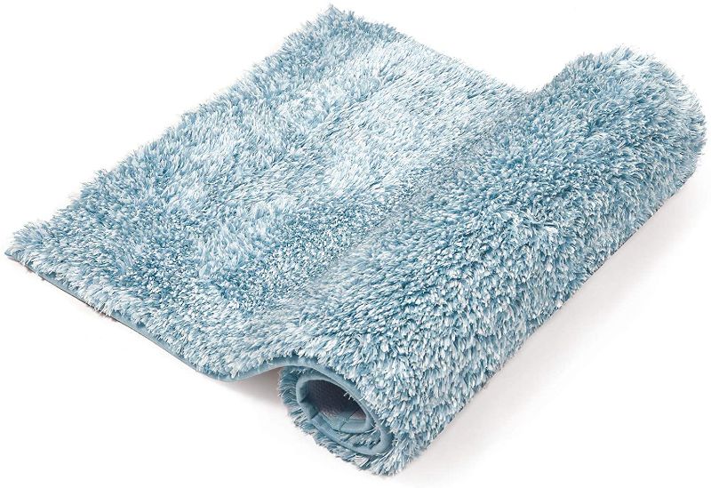 Photo 1 of BEQHAUSE Bath Rug ,20”x32”,100% Polyester Extra Shaggy Soft and Non-Slip Machine Washable Dry Bathroom Mats,Thick Plush Rugs for Bathroom Bathtub Kids Tub Shower,Blue