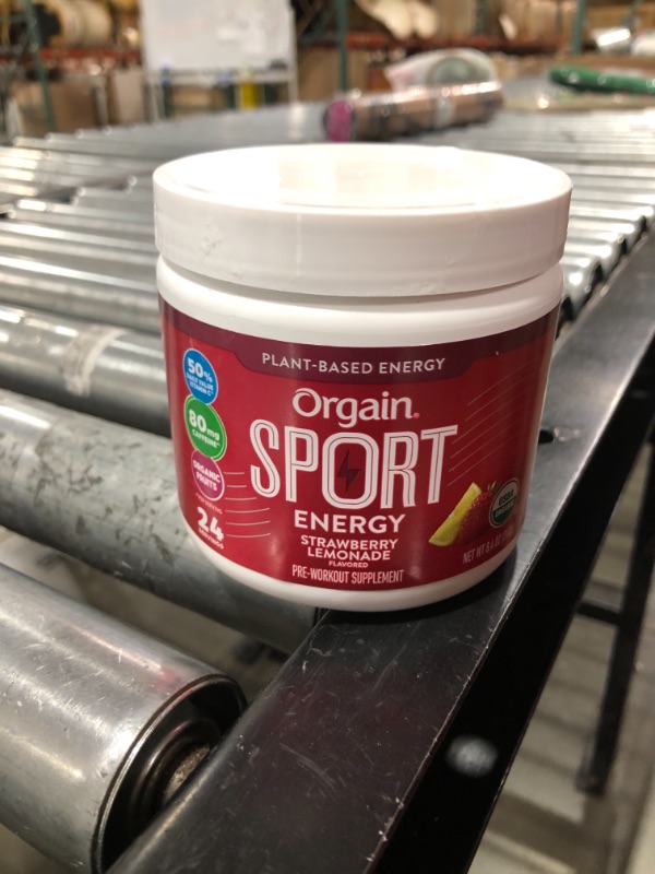 Photo 2 of Orgain Strawberry Lemonade Sport Energy Pre-Workout Powder - Made with Green Coffee Beans, Organic Beets, Ginger, and Cordyceps, No Gluten, Dairy or Soy, Non-GMO, Vegan - 8.48 oz