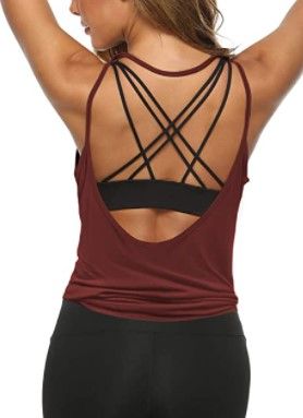 Photo 1 of DIBAOLONG Womens Summer Workout Tops Sexy Open Back Backless Yoga Shirts Activewear Workout Clothes Running Sports Tank Tops MEDIUM