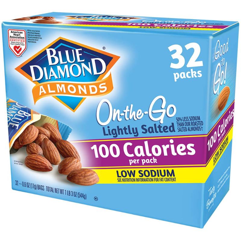 Photo 1 of Blue Diamond Almonds Low Sodium Lightly Salted Snack Nuts, 100 Calorie Packs, 32 Count