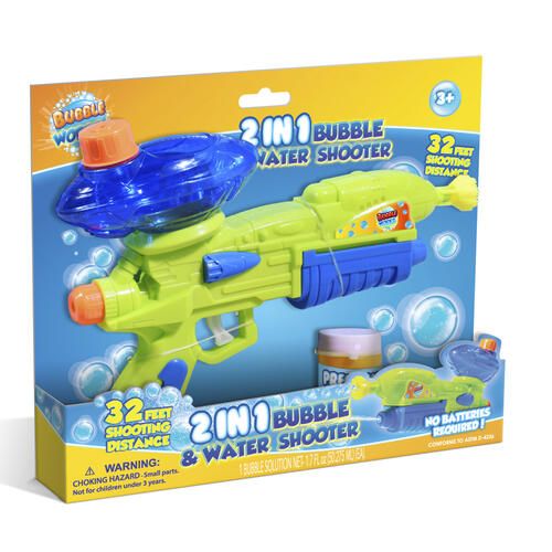 Photo 1 of (2 pack) 2-in-1 Pump Action Water Gun & Bubble Shooter
