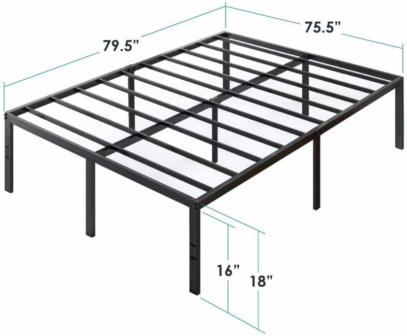 Photo 1 of 18" High Durable Heavy Duty Black Steel Slat Platform Bed Frame - King Size
