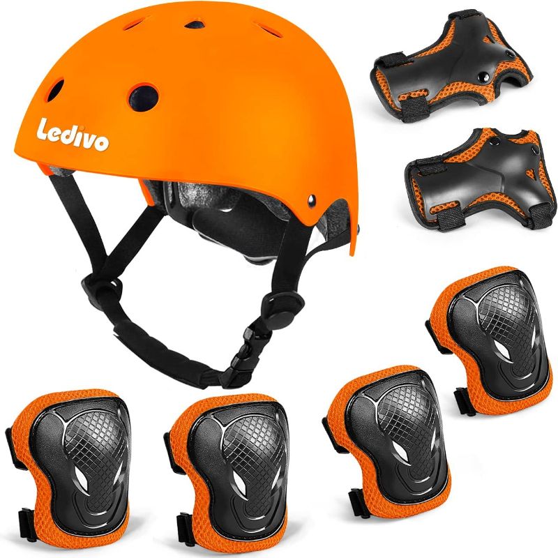 Photo 1 of LEDIVO Kids Adjustable Helmet Suitable for Ages 3-14 Years Toddler Boys Girls, Sports Protective Gear Set Knee Elbow Wrist Pads for Bike Bicycle Skateboard Scooter Rollerblading
