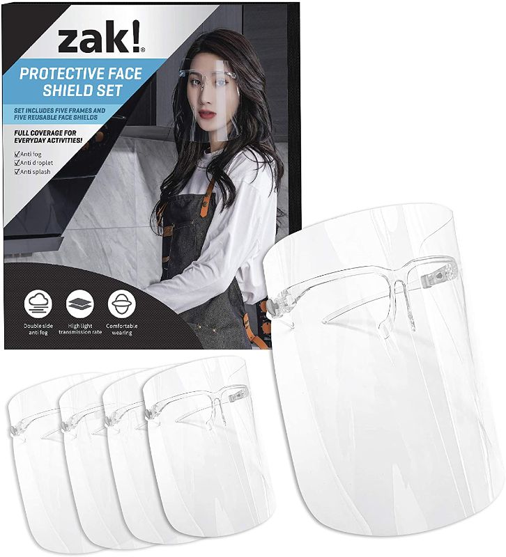 Photo 1 of Zak Designs Clear Protective Face Shield Set with Comfortable Frames and Reusable Anti-Fog Shield (Pack of 5)
