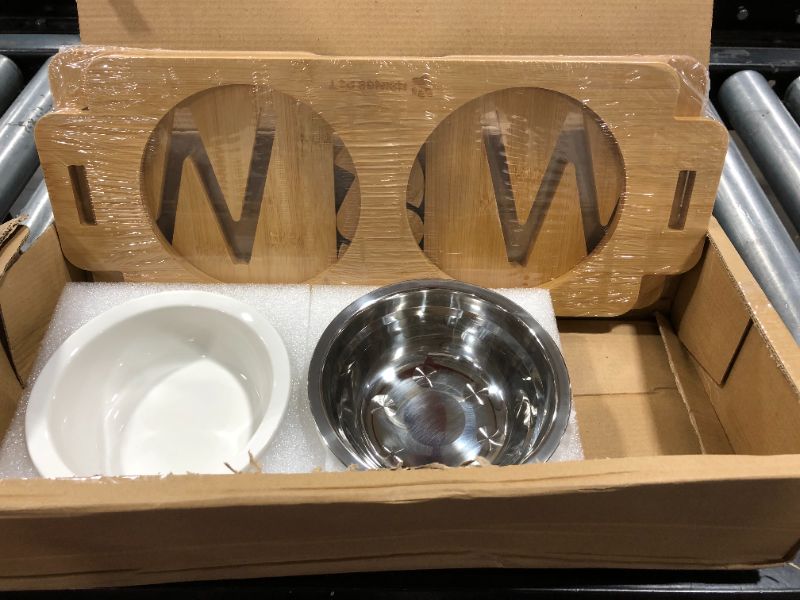 Photo 2 of BINGBING Raised Pet Bowl for Cats and Small Dogs, Adjustable Elevated Dog Cat Food and Water Bowl Stand Feeder with Stainless Steel Bowls 