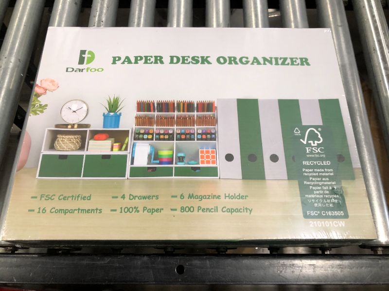 Photo 2 of Darfoo Paper Desk Organizer Green and White

