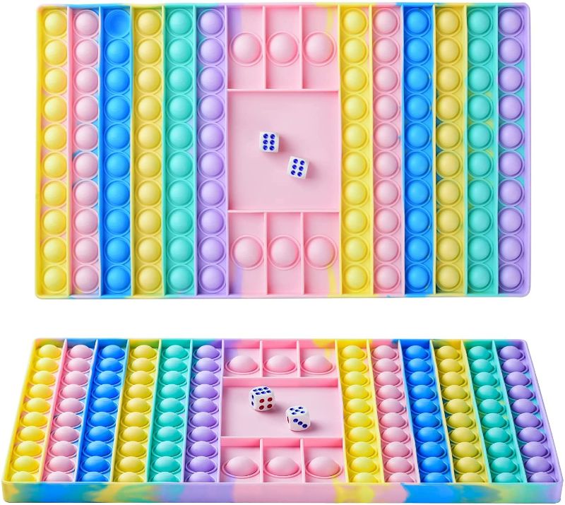 Photo 1 of Big Size Pop Game Fidget Toy, Silicone Bubble Rainbow Chess Board Push Popping Sound Popper Sensory Toys for Parent Child, Interactive Jumbo Stress Anxiety Relief Toy Play with Friends
