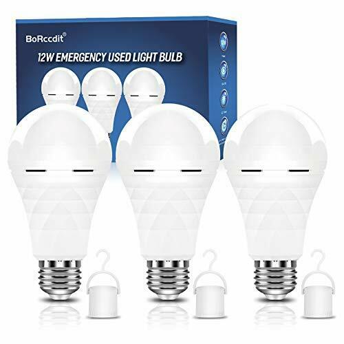 Photo 1 of A19 Rechargeable Light Bulbs, 12W 60W Equivalent Rechargeable Emergency Light Bulbs, 1200mAh Battery Light Bulb for Power Failure (3 pc)